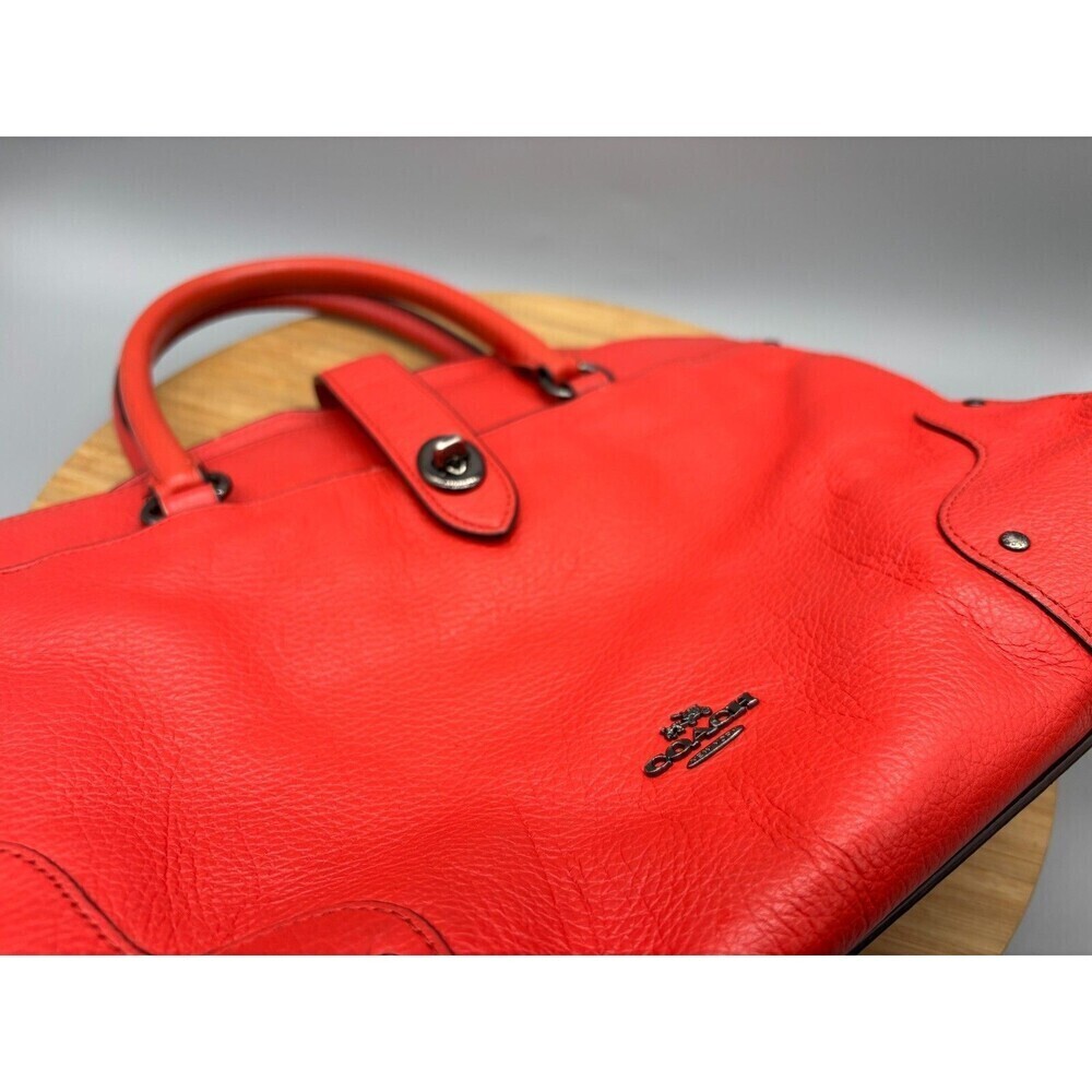 Coach Mercer Red Grain Leather Satchel 30 Purse Shoulder Hand Bag Style 37575 - Picture 2 of 16